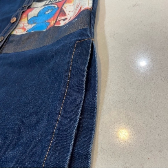 Denim dress/jacket Kids size 12 with painted Smurf - Picture 11 of 13